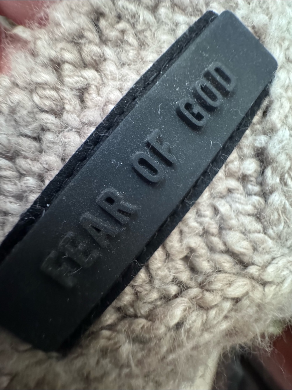 Essentials Fear of God Taupe Cable Knit Hoodie Sweater - Picture 4 of 8